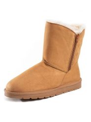 ISLAND BOOT Botki zimowe "Zasha" w kolorze jasnobrązowym rozmiar: 41. Brązowe botki damskie Island Boot, na zimę, z materiału, bez obcasa, bez zapięcia. Za 175.67 zł.