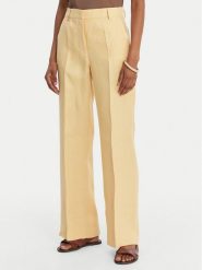 Weekend Max Mara Spodnie materiałowe Malizia 2615131112 Żółty Straight Fit. Żółte spodnie materiałowe damskie Weekend Max Mara, bez wzorów, ze lnu. Za 1,049.00 zł.