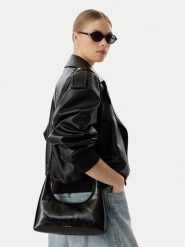 Calvin Klein Torebka Foil Logo Glossy LV04F3737G Czarny. Czarne torebki klasyczne damskie CALVIN KLEIN, bez wzorów, ze skóry, bez dodatków. Za 489.99 zł.