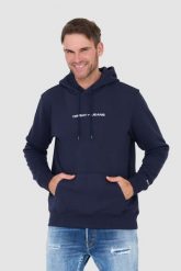 TOMMY JEANS Granatowa bluza z kapturem. Niebieskie bluzy z kapturem męskie Tommy Jeans, l, z jeansu. W wyprzedaży za 265.99 zł.
