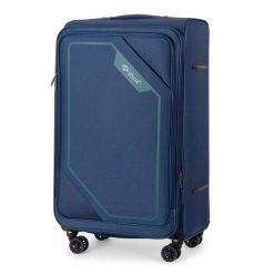 Duża walizka miękka L 26'' SOLIER SOFTFLEX 2240 granatowo-zielona. Niebieskie walizki bez wzorów, z materiału, duże. Za 199.00 zł.