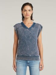 G-Star Koszulka w kolorze niebieskim rozmiar: XL. Niebieskie bluzki damskie G-Star, xl, bez wzorów, z bawełny, retro, bez kołnierzyka, bez ramiączek. Za 152.98 zł.