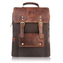 Plecak na laptopa vintage PAOLO PERUZZI SI-03-BR brązowy. Brązowe plecaki męskie Paolo Peruzzi, bez wzorów, z materiału. Za 269.99 zł.