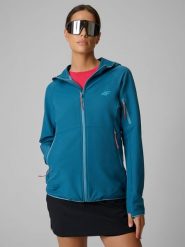 4F Kurtka softshell wiatroodporna damska - turkusowa L. Niebieskie kurtki damskie 4f, na lato, l, bez wzorów, z softshellu, bez kaptura. Za 299.99 zł.