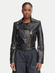 Elisabetta Franchi Kurtka skórzana GD-01Z-66E2-V1490 Czarny Regular Fit. Czarne kurtki damskie Elisabetta Franchi, bez wzorów, ze skóry, bez kaptura. Za 6,369.00 zł.