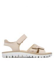 Primigi Sandały 1389022 D Beżowy. Brązowe sandały dziewczęce Primigi, ze skóry, bez zapięcia. Za 249.99 zł.