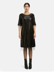 Milano Italy Sukienka cekinowa w kolorze czarnym rozmiar: 40. Czarne sukienki damskie Milano Italy, na co dzień, bez wzorów, bez kołnierzyka, bez ramiączek, midi, proste. Za 260.99 zł.