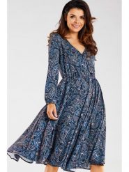 Awama Sukienka w kolorze granatowym ze wzorem rozmiar: M. Niebieskie sukienki damskie Awama, m, bez wzorów, bez kołnierzyka, bez ramiączek, midi. Za 190.95 zł.