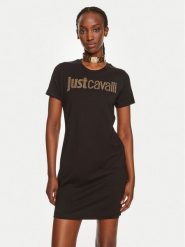 Just Cavalli Sukienka codzienna 76PAOE04 Czarny Regular Fit. Czarne sukienki damskie Just Cavalli, na co dzień, s, bez wzorów, z bawełny, bez kołnierzyka, bez ramiączek, proste. Za 379.99 zł.