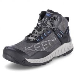 Buty trekkingowe męskie Keen Nxis Evo WP. Szare buty trekkingowe męskie Keen, z materiału, za kostkę, bez zapięcia, trekkingowe. Za 439.00 zł.