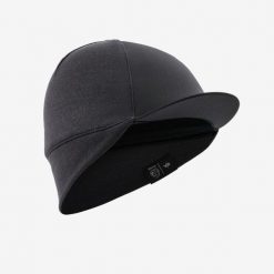Czapka z daszkiem na rower szosowy Van Rysel Merino. Czarne czapki męskie VAN RYSEL, bez wzorów, z materiału, eleganckie. Za 79.99 zł.