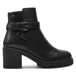 Botki Refresh. Czarne botki damskie Refresh, bez obcasa, na słupku, bez zapięcia. Za 299.99 zł.