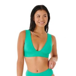 Góra od stroju kąpielowego Rip Curl Premium Surf Deep V 60. Zielone bikini damskie Rip Curl, bez wzorów. Za 98.99 zł.