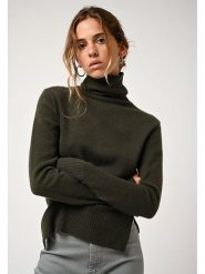 AUTHENTIC CASHMERE Kaszmirowy golf "Fornet" w kolorze khaki rozmiar: XXL. Brązowe golfy damskie AUTHENTIC CASHMERE, xxl, bez wzorów, z kaszmiru, bez ramiączek. Za 245.96 zł.