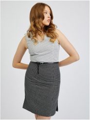 Orsay Sukienka w kolorze czarno-białym rozmiar: 36. Białe sukienki damskie ORSAY, bez wzorów, ze skóry, bez kołnierzyka, bez ramiączek, midi. Za 78.28 zł.