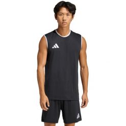 Męska koszulka piłkarska adidas Entrada 26 Sleeveless Jersey. Czarne t-shirty sportowe męskie Adidas, m, z jersey, bez ramiączek, na fitness i siłownię, climacool (adidas). Za 60.99 zł.