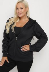 Czarna Bluza z Dodatkiem Bawełny i Kapturem Ozdobiona Sznurkami Alisara. Czarne bluzy z kapturem damskie Born2be, xl, z bawełny. Za 49.99 zł.