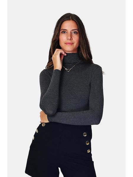 ASSUILI Koszulka w kolorze antracytowym rozmiar: 42. Czarne t-shirty damskie Assuili, bez wzorów, bez kołnierzyka. Za 61.60 zł.