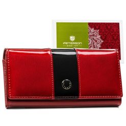 Portfel damski Peterson PTN PH24-3-SH czerwony. Czerwone portfele damskie Peterson, bez wzorów, ze skóry. Za 159.99 zł.