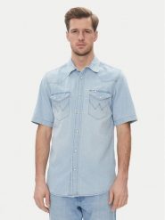 Wrangler Koszula jeansowa Western 112362742 Niebieski Regular Fit. Niebieskie koszule męskie Wrangler, m, bez wzorów, z bawełny, bez kołnierzyka, bez ramiączek. Za 179.99 zł.