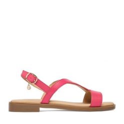 Sandały Lasocki. Czerwone sandały damskie Lasocki, bez wzorów, bez obcasa, na płaskiej podeszwie. Za 129.99 zł.