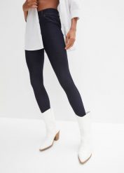 Legginsy w optyce dżinsu z mieszanki bawełny. Niebieskie legginsy damskie bonprix, bez wzorów, z bawełny. Za 122.99 zł.