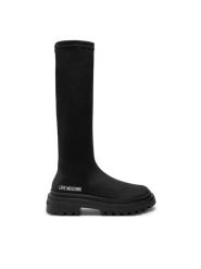 LOVE MOSCHINO Kozaki JA26025G1LIMZ000 Czarny. Czarne kozaki damskie Love Moschino, z materiału, bez obcasa, na płaskiej podeszwie. Za 849.99 zł.