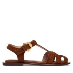 Sandały Coccinelle. Brązowe sandały damskie Coccinelle, bez wzorów, bez obcasa, na płaskiej podeszwie. Za 849.99 zł.