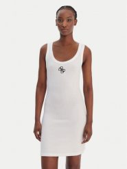 Guess Sukienka plażowa E6GK07 KG482 Biały Regular Fit. Białe sukienki damskie Guess, na plażę, l, z aplikacjami, z syntetyku, bez kołnierzyka, bez ramiączek. Za 269.99 zł.