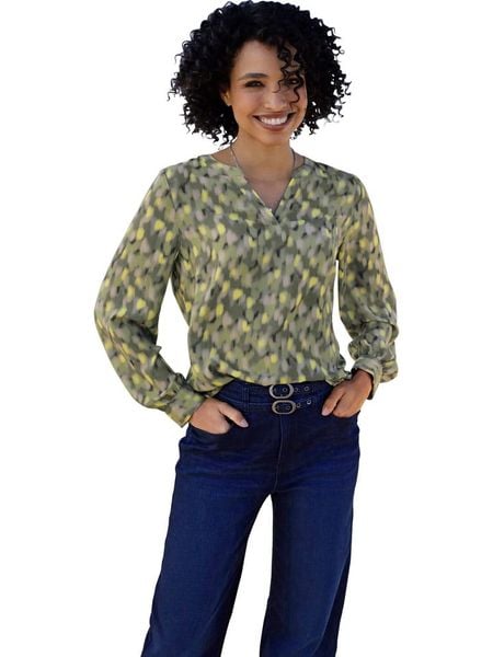 Heine Bluzka w kolorze khaki rozmiar: 40. Brązowe bluzki damskie Heine, bez wzorów, z wiskozy, bez kołnierzyka, bez ramiączek. Za 39.99 zł.