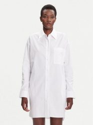 Calvin Klein Jeans Sukienka koszulowa LV047C022G Biały Oversize. Białe sukienki damskie Calvin Klein Jeans, l, bez wzorów, z bawełny, bez kołnierzyka, bez ramiączek, koszulowe. Za 329.99 zł.