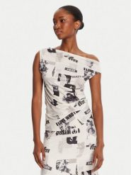 Desigual Bluzka Breaking News 25WWTK10 Écru Regular Fit. Bluzki damskie Desigual, s, bez wzorów, z syntetyku, bez ramiączek. Za 239.99 zł.