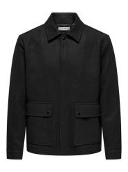 ONLY & SONS Kurtka koszulowa "Ponnor" w kolorze czarnym rozmiar: M. Czarne kurtki męskie Only & Sons, m, bez wzorów, bez kaptura. Za 187.52 zł.