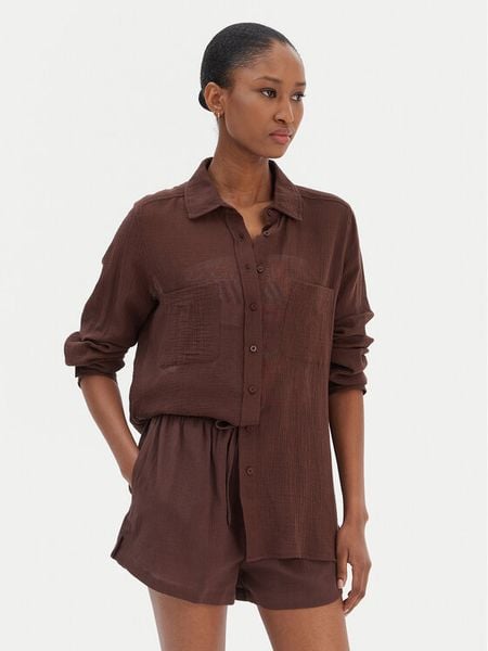 Seafolly Koszula Breeze 55428-TO Brązowy Regular Fit. Brązowe koszule damskie Seafolly, l, bez wzorów, z bawełny, bez kołnierzyka, bez ramiączek. Za 389.99 zł.