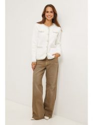 Soft Cashmere Kurtka przejściowa w kolorze białym rozmiar: 40/42. Białe kurtki damskie Soft Cashmere, z aplikacjami, z kaszmiru, bez kaptura. Za 222.94 zł.