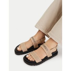 Sandały G-Star. Brązowe sandały damskie G-Star, bez wzorów, bez obcasa, na płaskiej podeszwie. Za 128.99 zł.