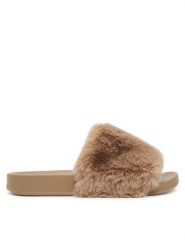DeeZee Klapki TY013 Beżowy. Brązowe klapki damskie DeeZee, bez wzorów, z materiału, bez obcasa. Za 79.99 zł.
