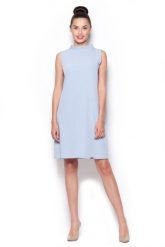 Elegancka Sukienka z Niskim Golfem - Niebieski. Niebieskie sukienki damskie Figl, s, bez wzorów, z materiału, eleganckie, bez kołnierzyka, bez ramiączek. Za 239.00 zł.