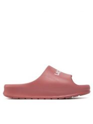 Lacoste Klapki Serve Slide 2.0 747CFA0020 Różowy. Czerwone klapki damskie Lacoste, bez wzorów, z syntetyku, bez obcasa. Za 259.99 zł.
