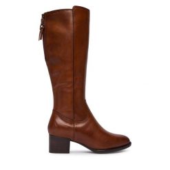 Kozaki Tamaris. Brązowe kozaki damskie Tamaris, bez obcasa, na słupku. Za 549.99 zł.