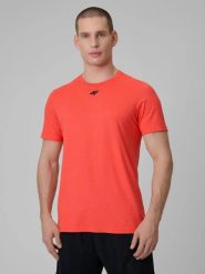 Koszulka treningowa regular szybkoschnąca męska 4F 4FRSS26TFTSM2343. Białe t-shirty sportowe męskie 4f, m, z elastanu, bez ramiączek, na fitness i siłownię. Za 99.99 zł.