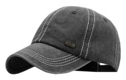 Czapka z Daszkiem, Czarna, Popielata z Przeszyciami, Letnia, 100% BAWEŁNA, Przewiewna -Pako Jeans. Czarne czapki męskie Pako Jeans, na lato, bez wzorów, z bawełny. Za 55.00 zł.