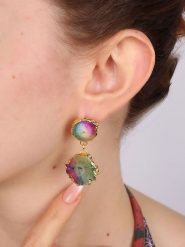 Pierres delicates Pozłacane kolczyki-wkrętki z kwarcem rozmiar: onesize. Żółte kolczyki damskie Pierres delicates, z kwarcem, pozłacane. Za 104.39 zł.