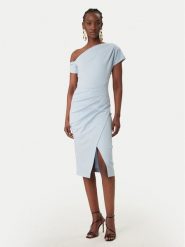 Rinascimento Sukienka koktajlowa CFC0127793003 Błękitny Slim Fit. Niebieskie sukienki damskie RINASCIMENTO, xs, bez wzorów, z syntetyku, wizytowe, bez kołnierzyka, bez ramiączek. Za 599.99 zł.