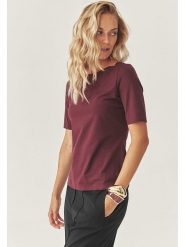 TATUUM Koszulka "Mikajo" w kolorze bordowym rozmiar: M. Czerwone bluzki damskie Tatuum, m, bez wzorów, bez kołnierzyka, bez ramiączek. Za 88.43 zł.