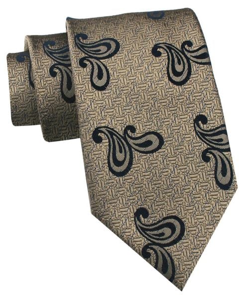 Krawat Męski - Chattier - Kolor Starego Złota, Paisley. Żółte krawaty i muchy męskie Chattier, bez wzorów, z tkaniny, eleganckie. Za 49.00 zł.