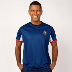 Koszulka piłkarska męska Francja - FFF. Niebieskie t-shirty sportowe męskie FFF, m, bez ramiączek, do piłki nożnej. Za 139.99 zł.