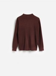 Strukturalny sweter z wiskozą - bordowy. Czerwone swetry męskie Reserved, l, bez wzorów, z dzianiny, bez kołnierzyka. Za 139.99 zł.