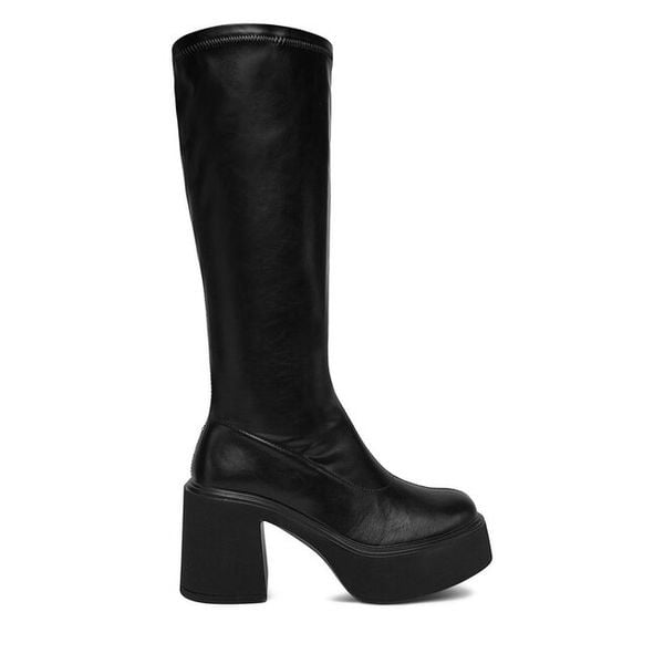 Kozaki DeeZee. Czarne kozaki damskie DeeZee, bez obcasa, na słupku. Za 219.99 zł.