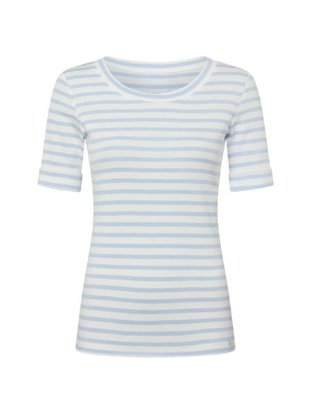 Marc Cain Koszula damska Kobiety Bawełna niebieski|biały w paski, 40. Białe koszule damskie Marc Cain, bez wzorów, z bawełny, bez kołnierzyka, bez ramiączek. Za 549.95 zł.